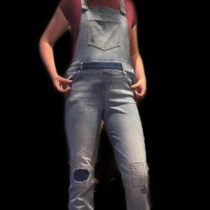 Girls size 14/16 stretchy denim overalls